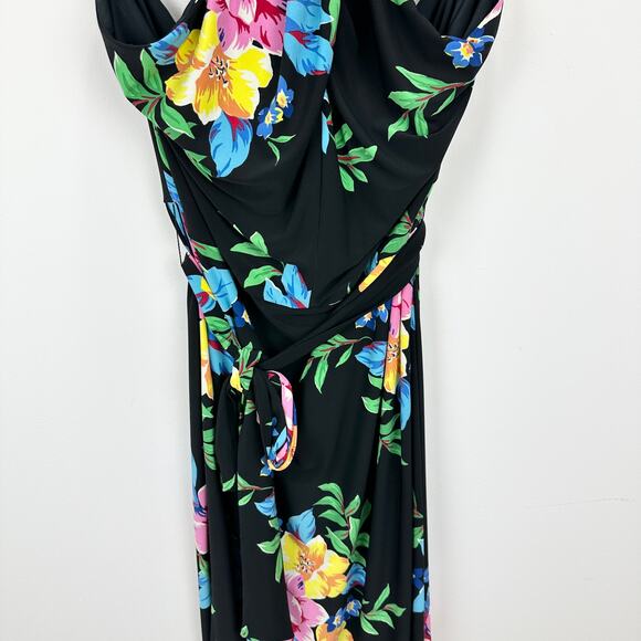 Lauren Ralph Lauren Floral Halter Dress Knee Length Stretch Jersey US 18 NWT - Picture 10 of 16